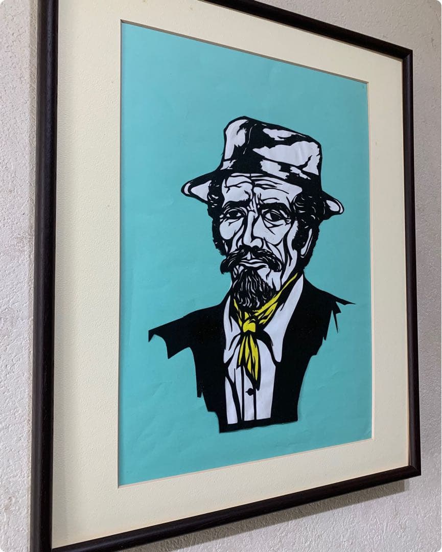 絵画　切り絵　現代アート　谷村篤秀作　人物画　一点物