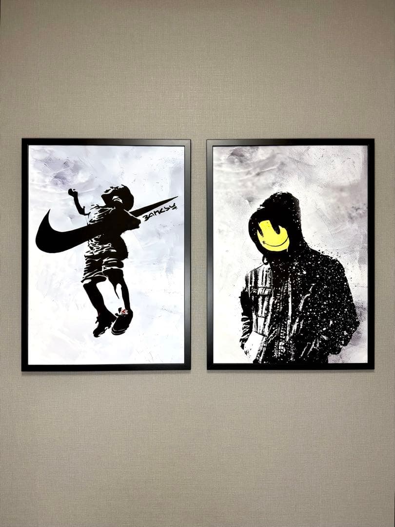 No.239フレーム付きキャンバスアート　バンクシー　バスキア　インテリア絵画