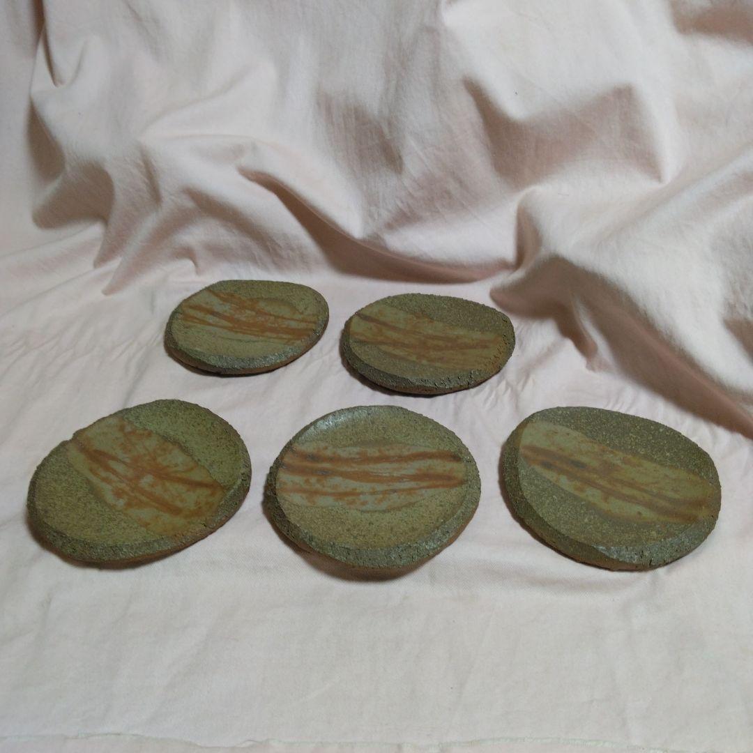 備前焼　松嶋勉　組皿揃　三つ脚