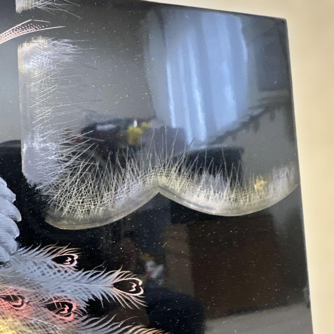 漆芸 孔雀デザイン作品　輪島塗　アンティーク　骨董品　希少価値　額縁期間限定値引