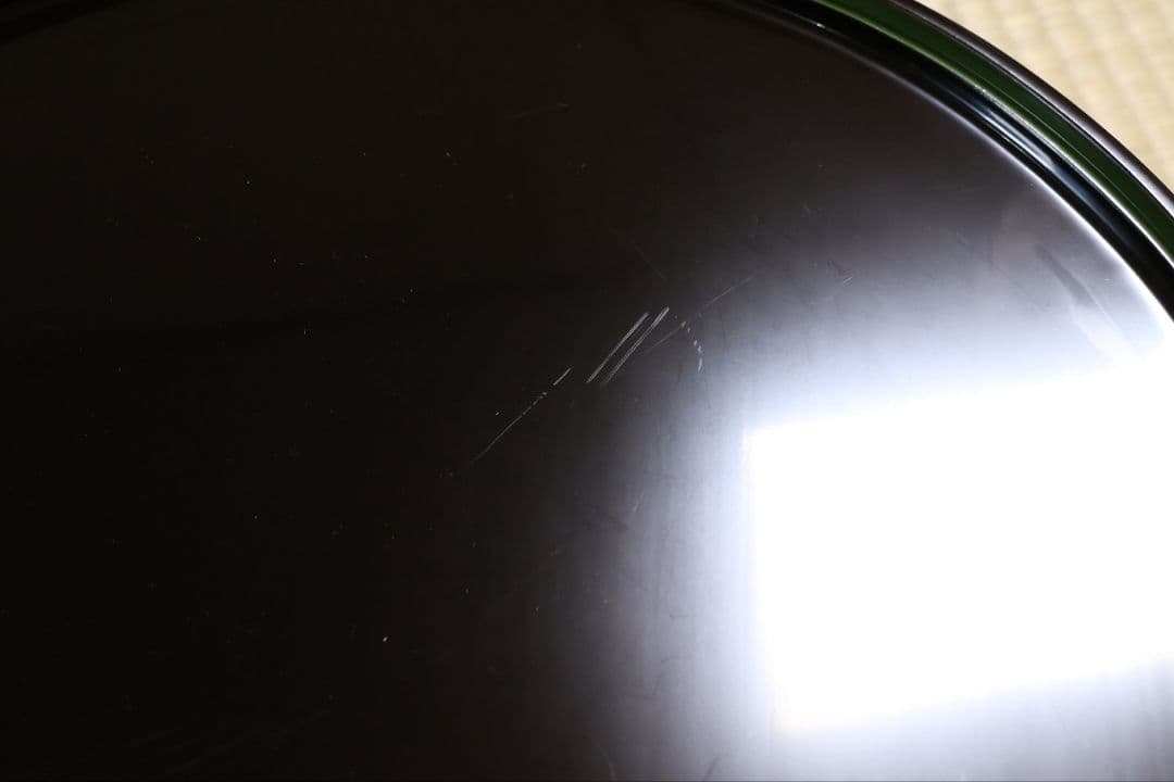 輪島塗 本堅地 黒塗 縁青漆 足付 丸膳 37.8cm 五客 木製【CM383