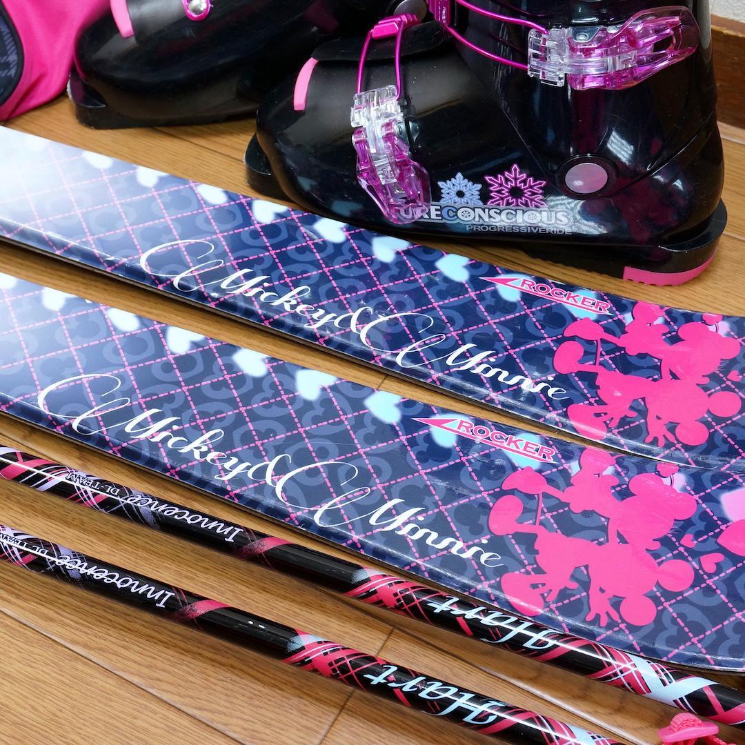 メンテ済 128cm 靴23cm HART ディズニー柄 スキーセット おまけ