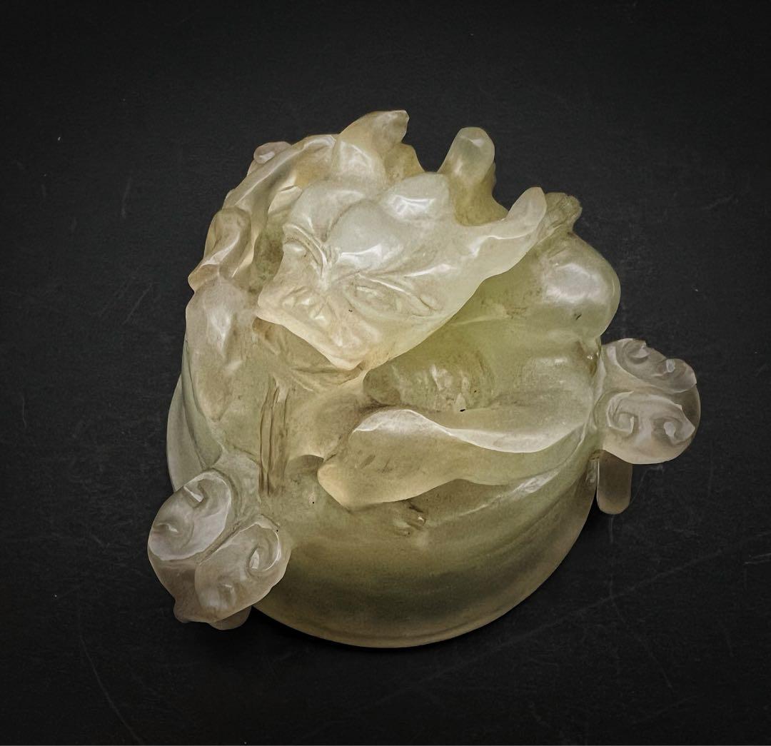 中国美術 古玩 龍紋獸足香壚 青玉香爐 香道具 台座付き