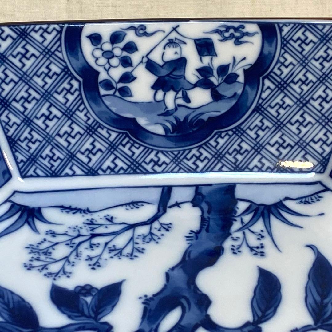 有田焼　幸山窯　大鉢　角鉢　花の図　七宝