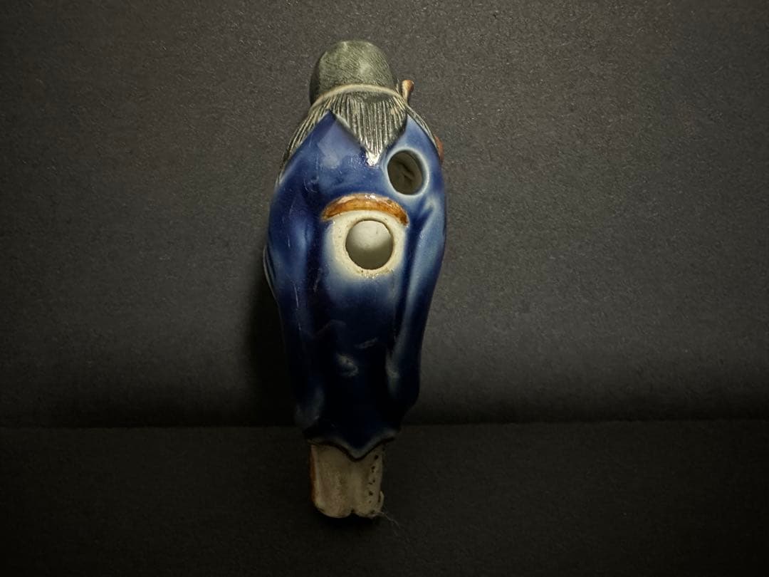 【根付(netsuke)】陶器　瑠璃鉄釉鉄拐仙人根付　江戸時代