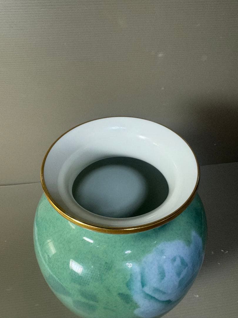 2580 深川製磁　彩色磁絵　花瓶　金彩