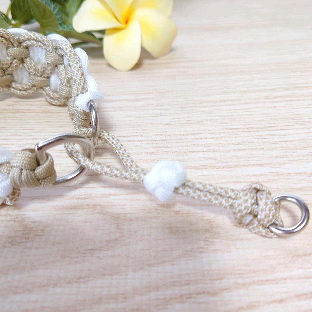 パラコード　首輪　太め　ハーフチョーク　マスタードオフホワイト　№027