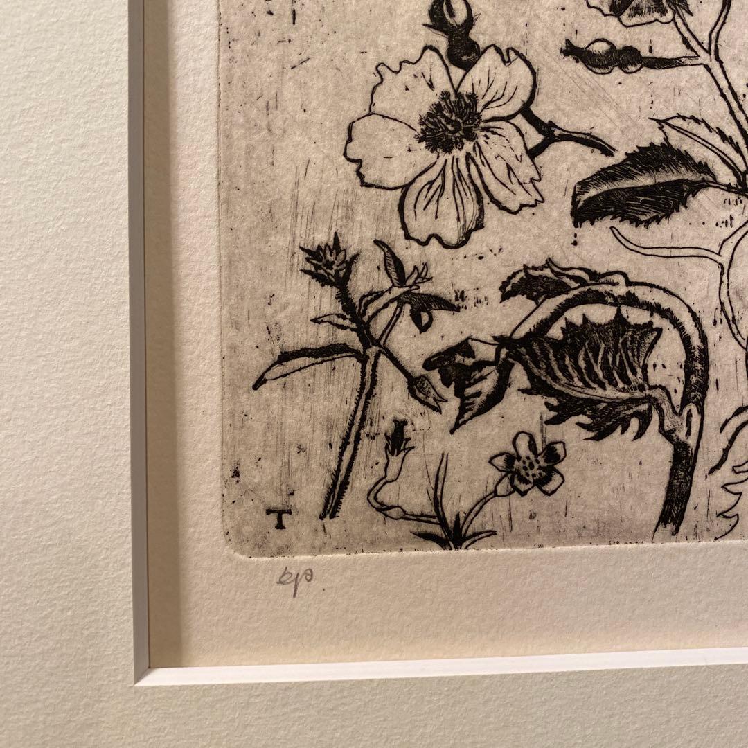 中本達也 「小さな花」 AP 額装品 東京国立近代美術館所蔵品 銅版画