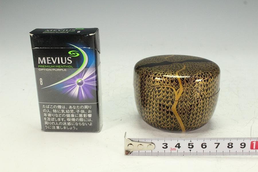 茶道具 時代 柳蒔絵 平棗(K-A650)