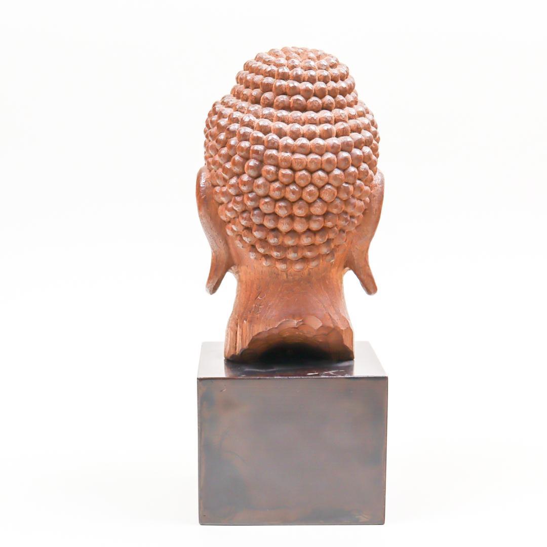 光峰 木彫 仏頭 仏教美術 箱付き