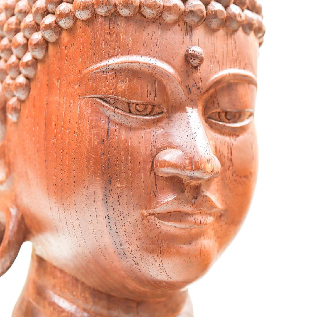 光峰 木彫 仏頭 仏教美術 箱付き