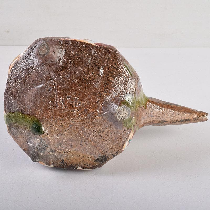 廣永窯　坪島土平作　金彩色絵　提酒器　共布共箱　D　R9033