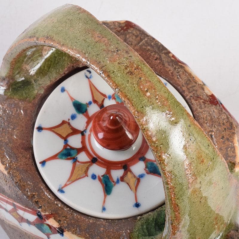 廣永窯　坪島土平作　金彩色絵　提酒器　共布共箱　D　R9033