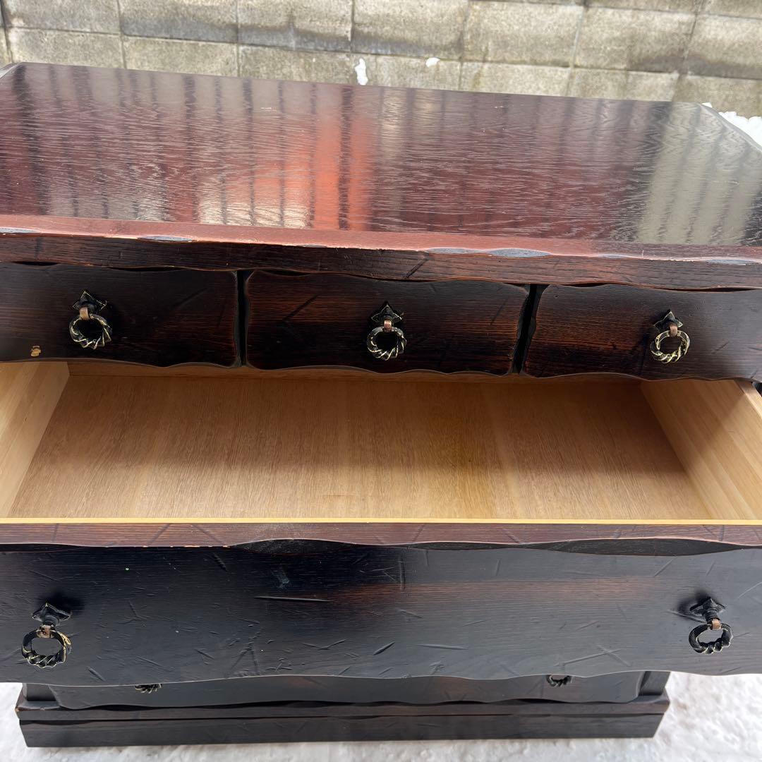 【表面キハダ材】レトロ 4段 箪笥 ハセガワ製 アンティーク調 収納家具