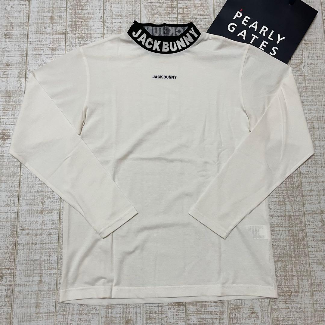新品 ジャックバニー 長袖モックネック 襟ロゴ 鹿子 ホワイト XLサイズ（6）