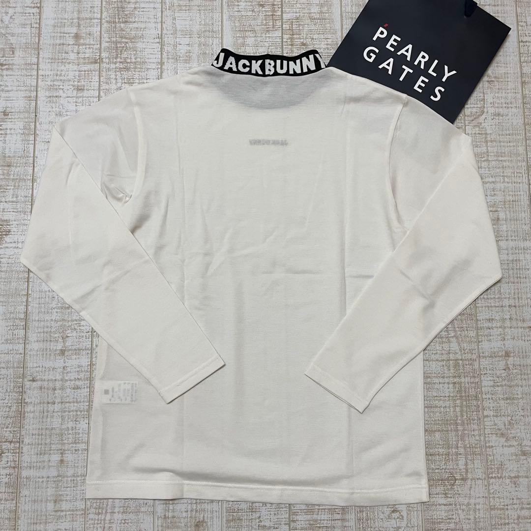 新品 ジャックバニー 長袖モックネック 襟ロゴ 鹿子 ホワイト XLサイズ（6）