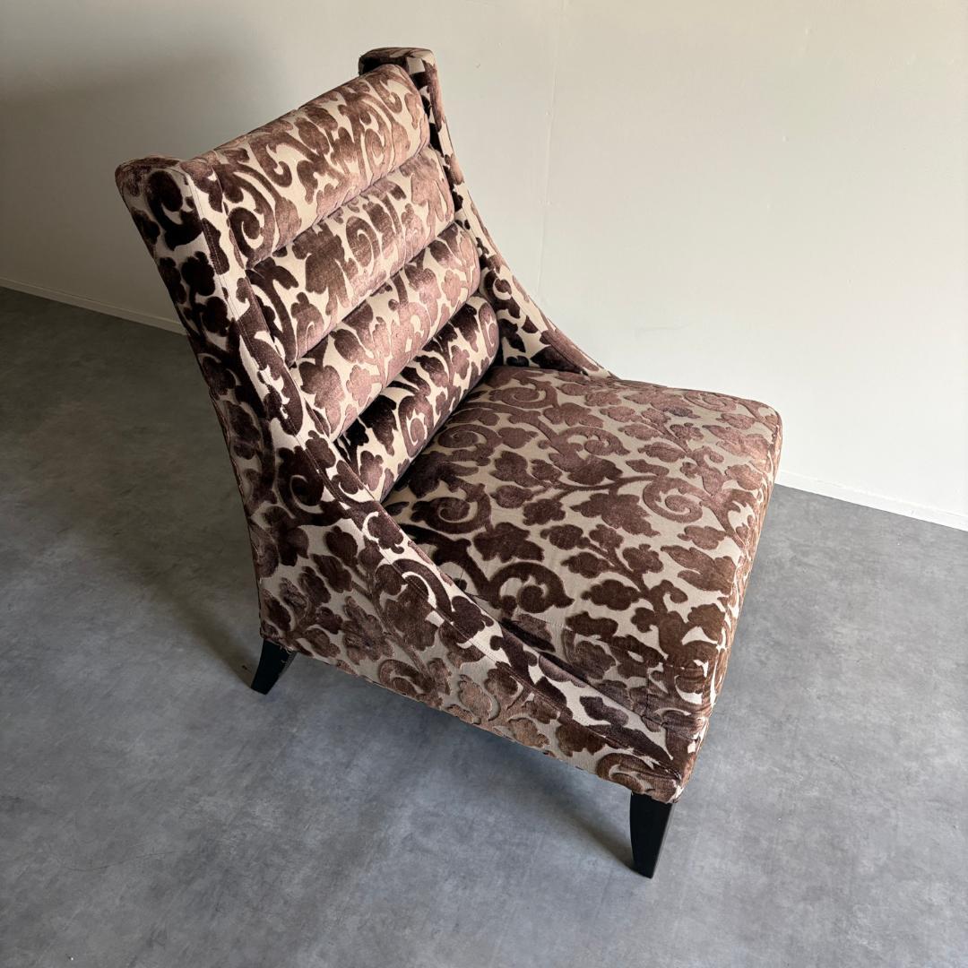 ヴィンテージ ハイバック ラウンジチェア ファブリック×総柄