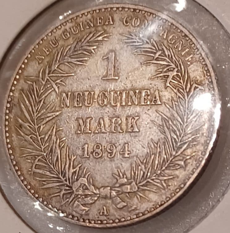 や*ち様 ドイツ領ニューギニア 極楽鳥の銀貨 1894年(131年前)1マルク銀