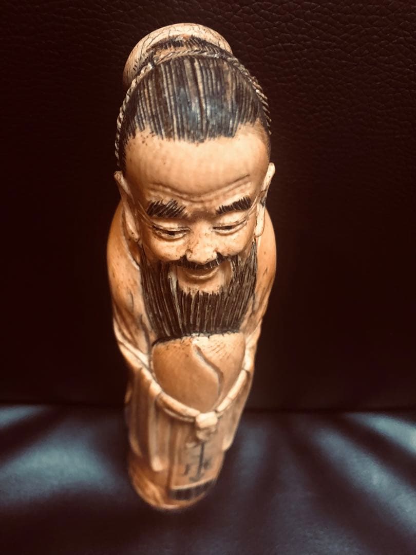 天然素材 唐物 象牙調　中国清代 寿老人 仏像 置物 骨董 古美術