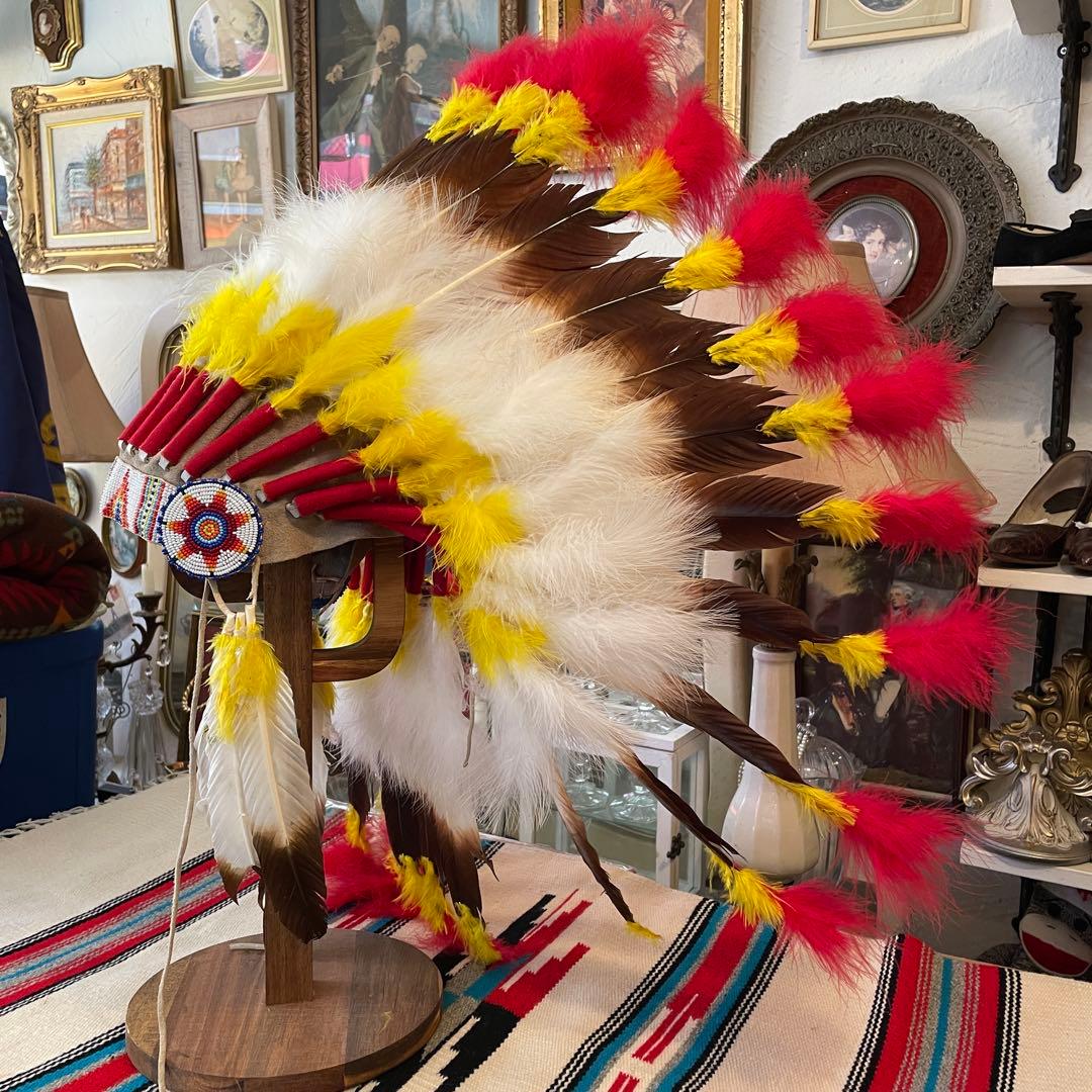 貴重品！ネイティブアメリカン ウォーボンネット　USAヴィンテージ雑貨/ナバホ族