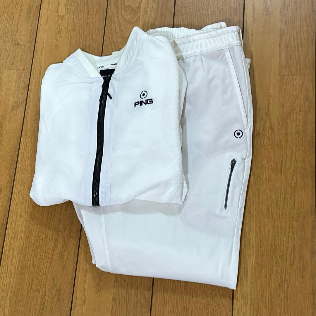 PING ピン ゴルフ セットアップ ブルゾン ジョガーパンツ ホワイト LL
