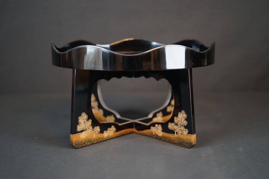 最上位作 加賀蒔絵 野村大仙 遠山若松蒔絵 丸三宝 梨地 共箱