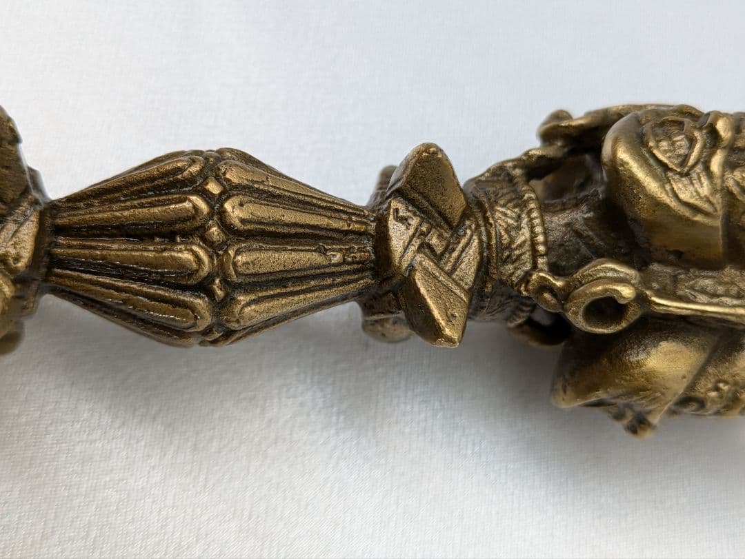 ☆b393、真鍮 プルパ（3面憤怒尊）ブラス 密教法具 チベット 金剛杵