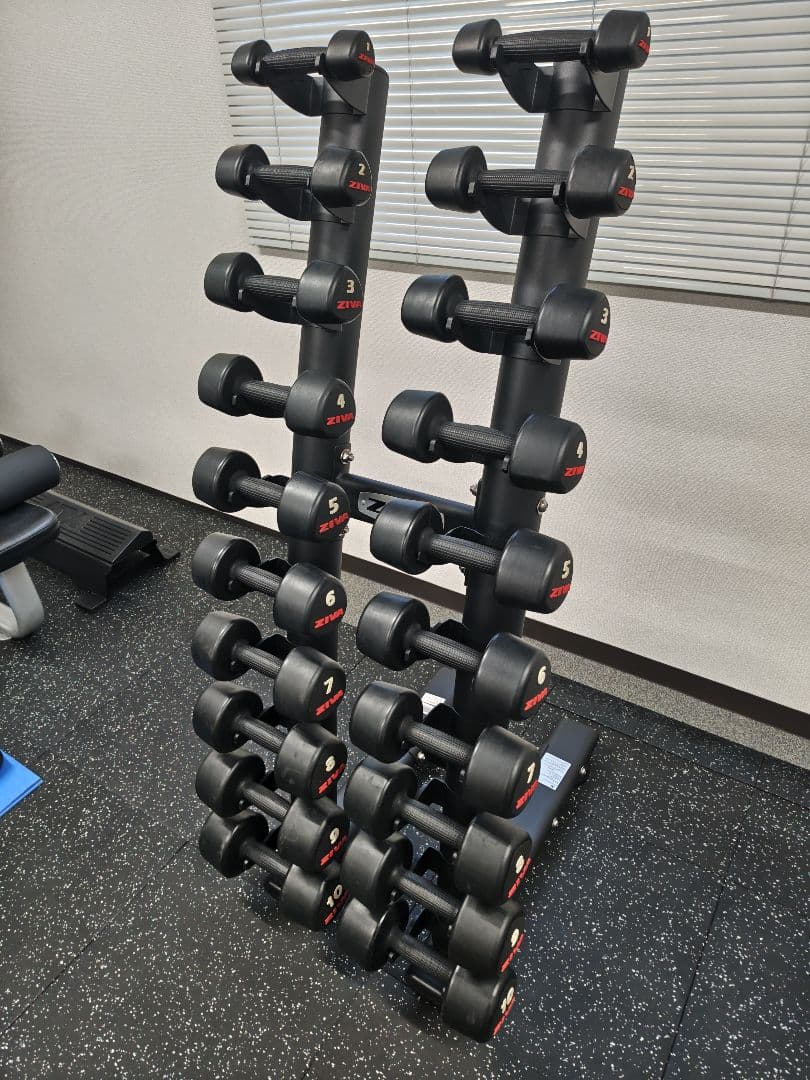 ■大阪引取■ZIVA業務用ダンベルラック＋ウレタンダンベルセット(1〜10kg)