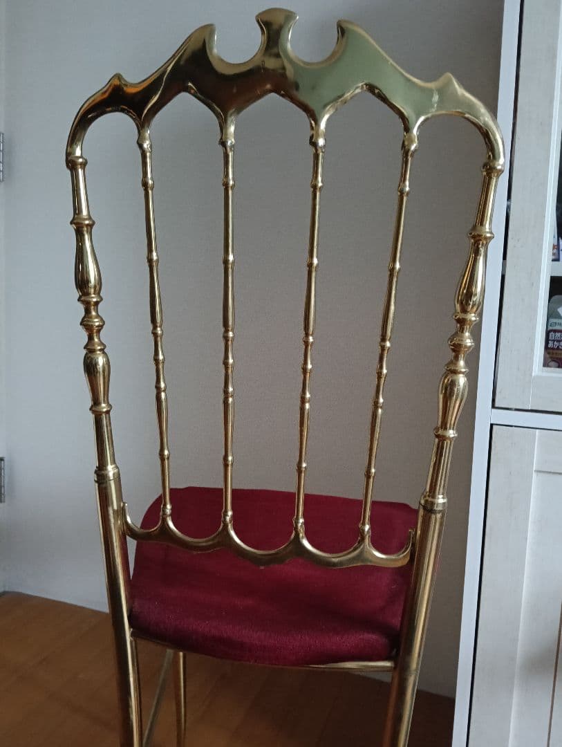 アンティーク　クラシックチェア 赤ベルベット×ゴールド