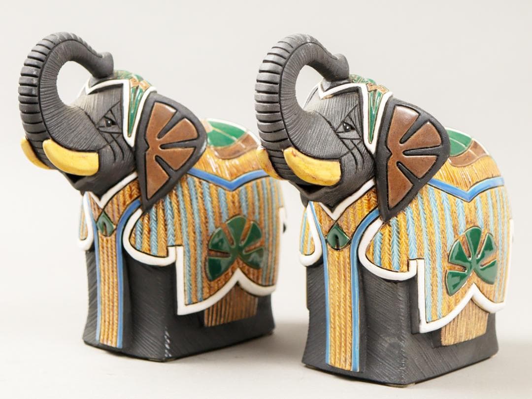 アーテサニア・リンコナダ ゾウ ペア 19.5cm 象 陶製 置物