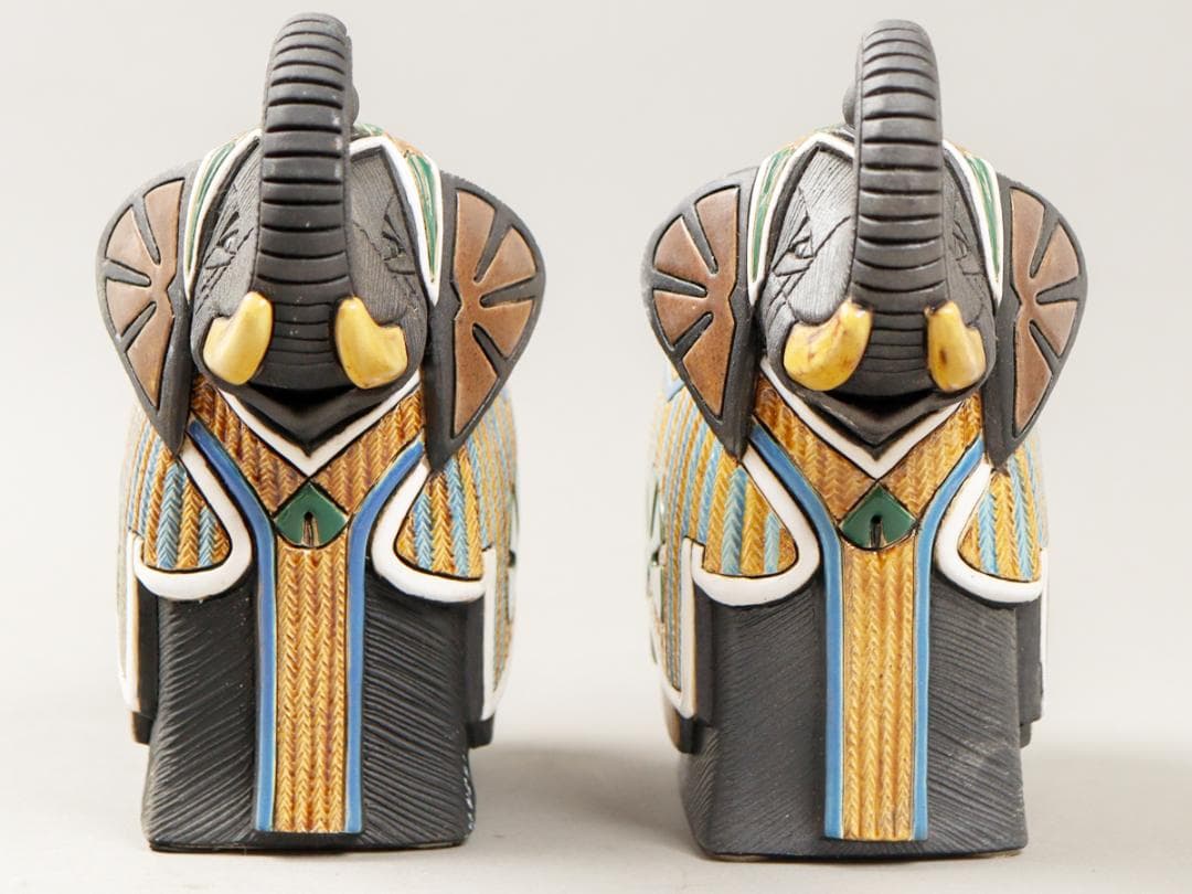 アーテサニア・リンコナダ ゾウ ペア 19.5cm 象 陶製 置物