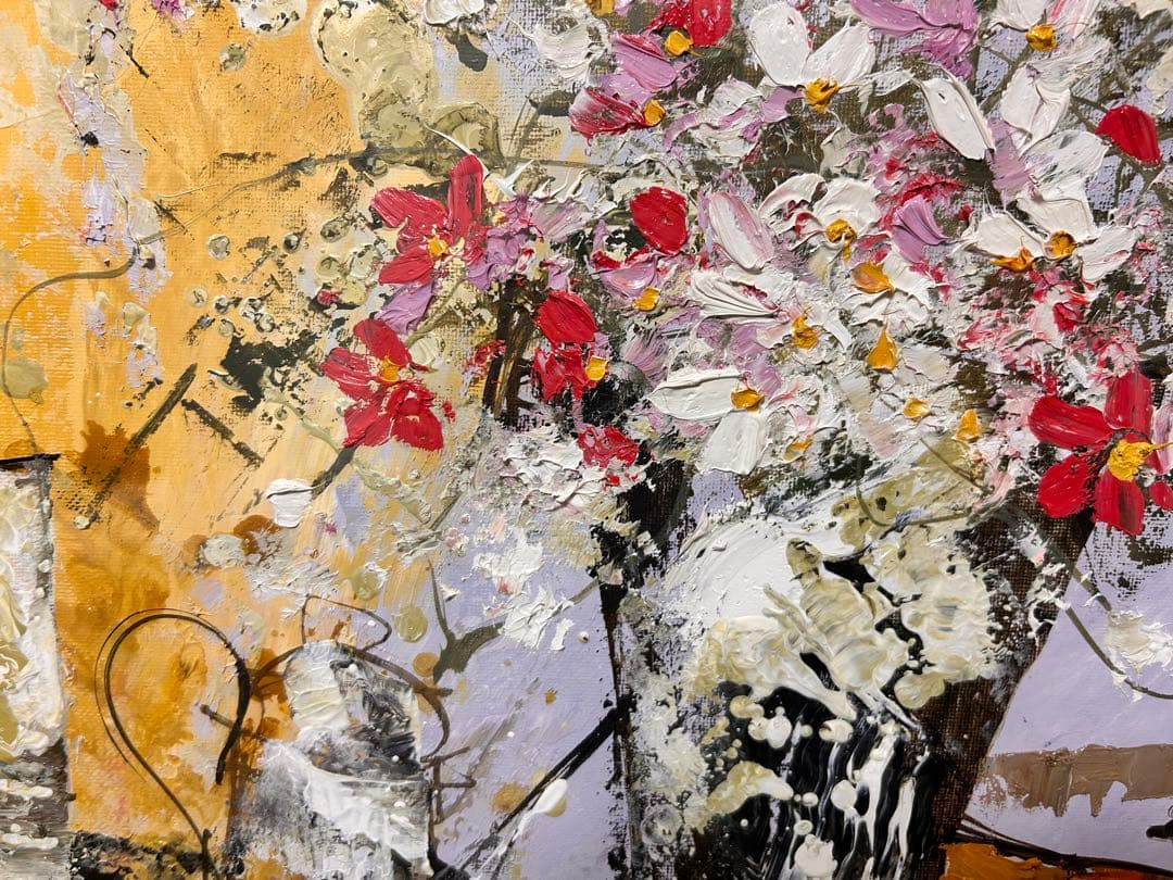 花瓶と楽器の油彩画　静物画　池田秀郎