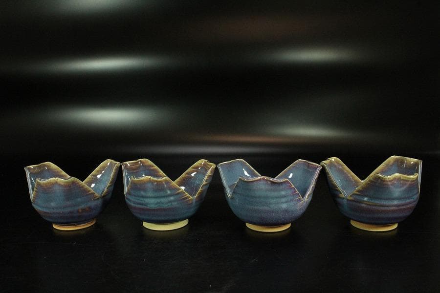 清水六兵衛作 紫翠釉 向付 共箱(K-LC683)