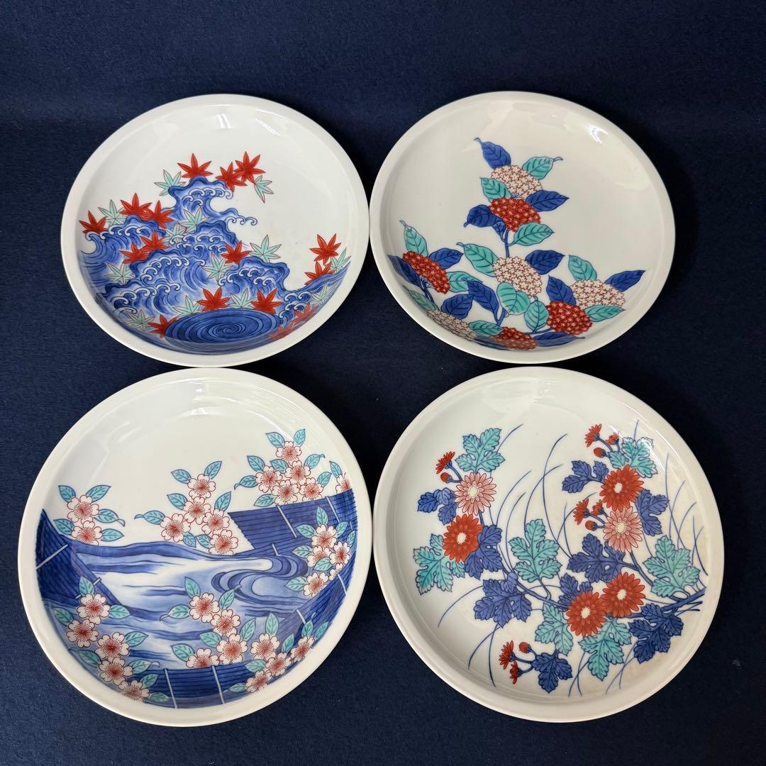 色鍋島 日本の花 十二ヶ月 額皿揃 十三代 今右衛門 10枚 径約22cm