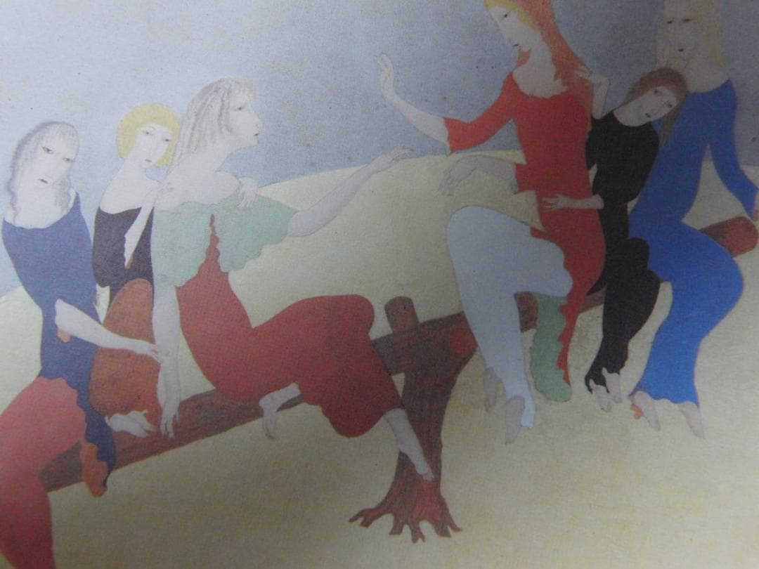 藤田嗣治、「La Balancoire」、希少画集の額装画、人気作品