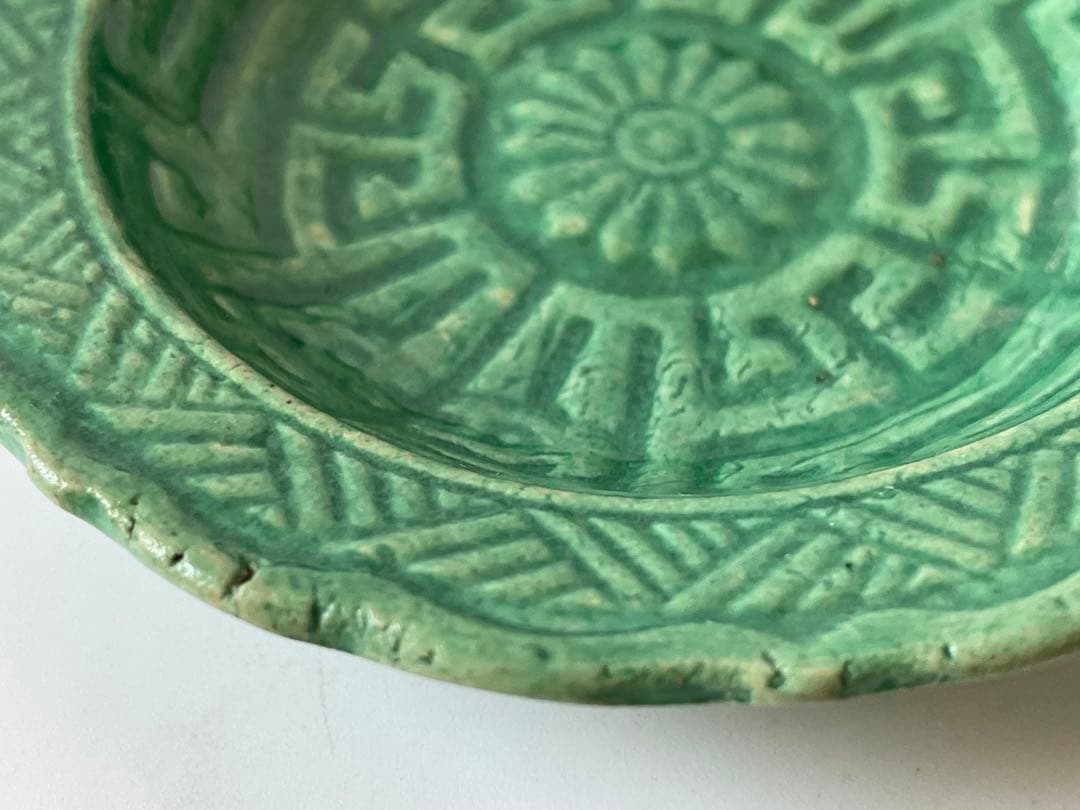 骨董　豆皿　小皿　丸皿　輪花皿　菊文様　輪花縁　手塩皿　5枚