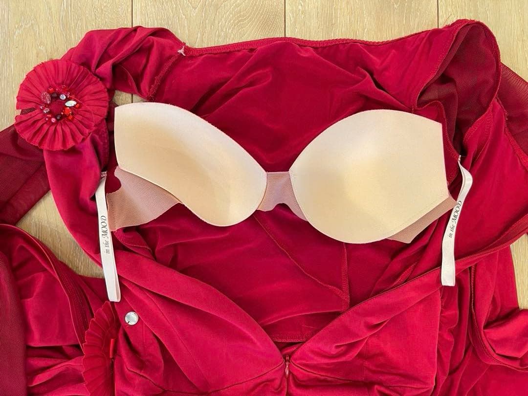 社交ダンス ドレス レッド 長袖 フレア インザムード