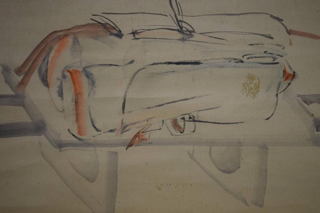 真作/谷文晁/祝賀図/鯛図/祀る/布袋屋掛軸HI-485