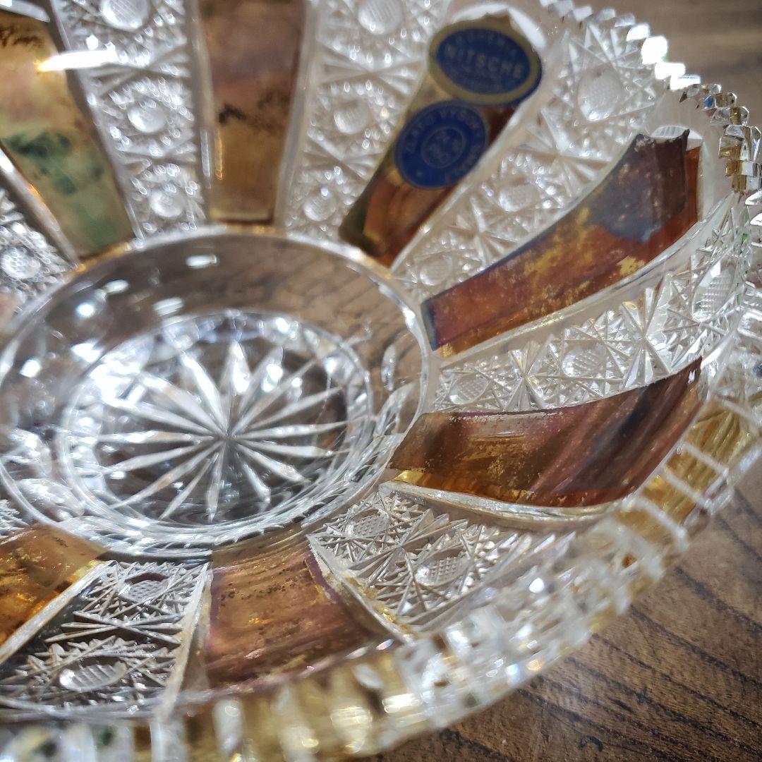 チェコ 　ボヘミア　クリスタル　ガラス　ボウル　訳あり　欠け