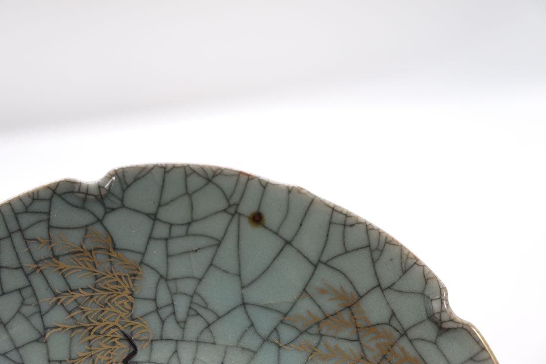 時代　ヒビ焼　水鳥紋大皿　アンティーク　送料込み250927