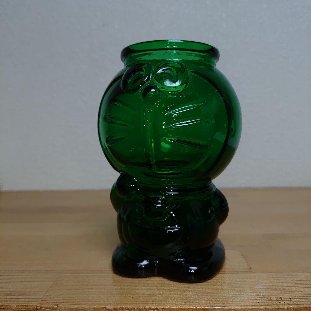 ドラえもん 藤子小学館テレビ朝日日本ガラスびん協会　深緑　蓋無し　ガラス