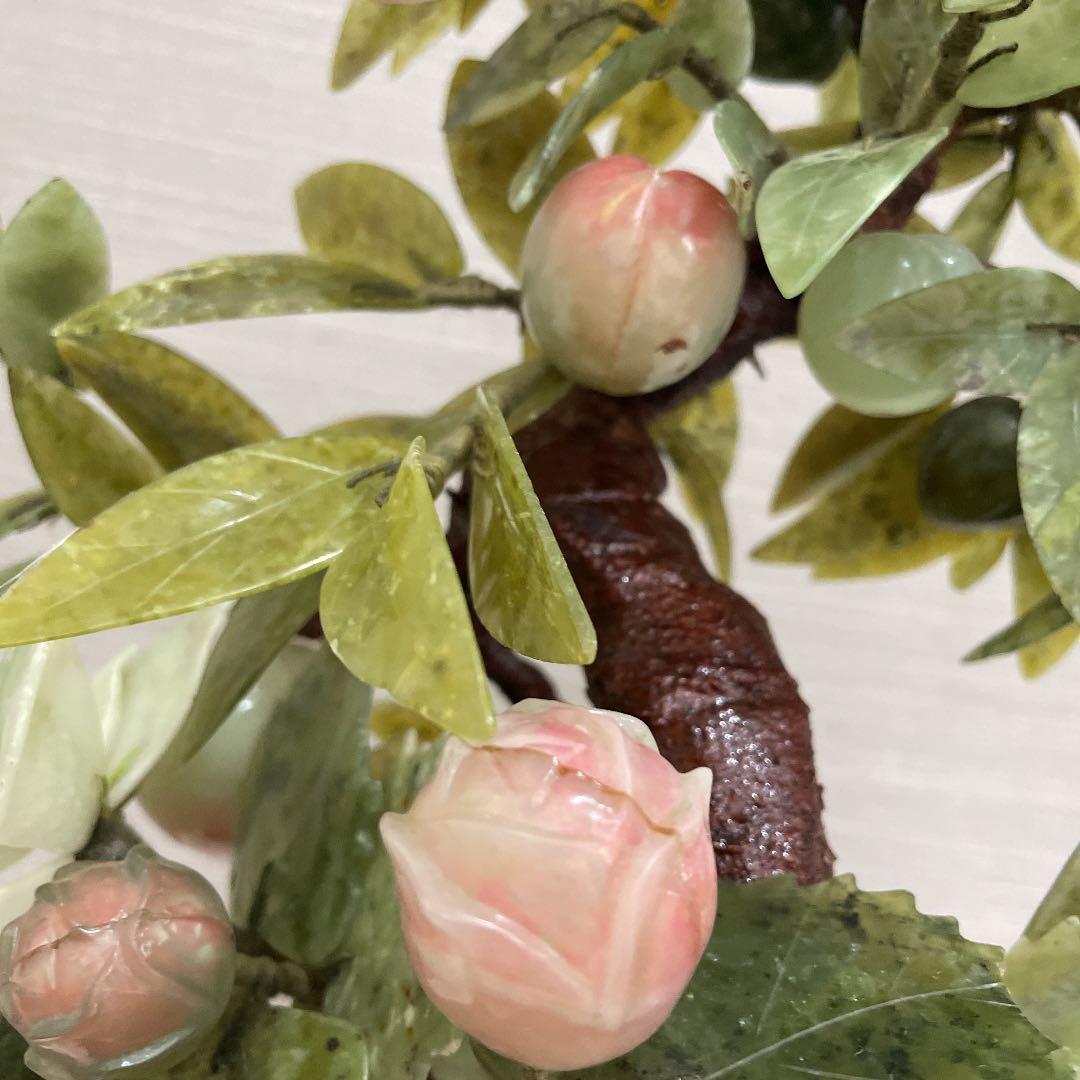 希少品　中国景泰蓝 置物　特大天然石　玉石　桃 年代物　重さ約3.5キロ！