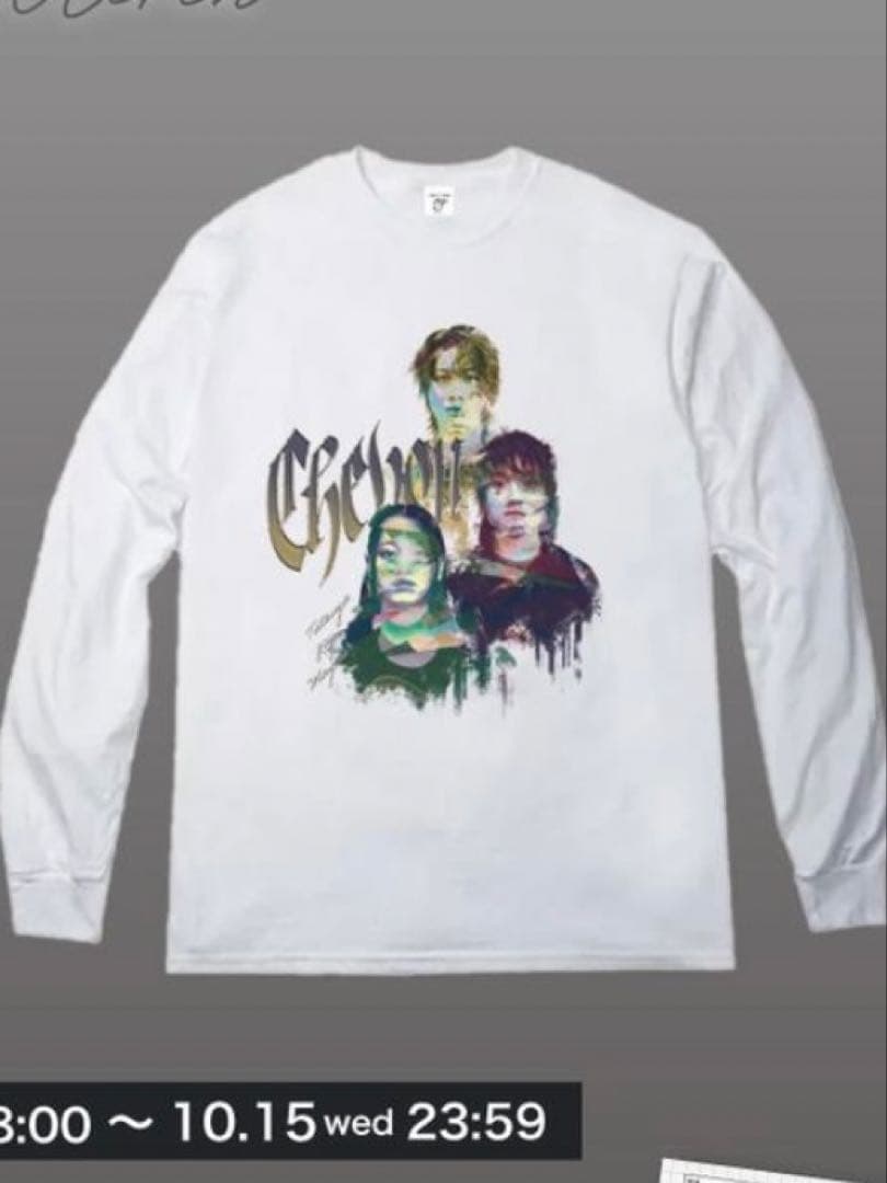 Chevon ヲ食倶ロンT（証明写真ver.）ホワイト L