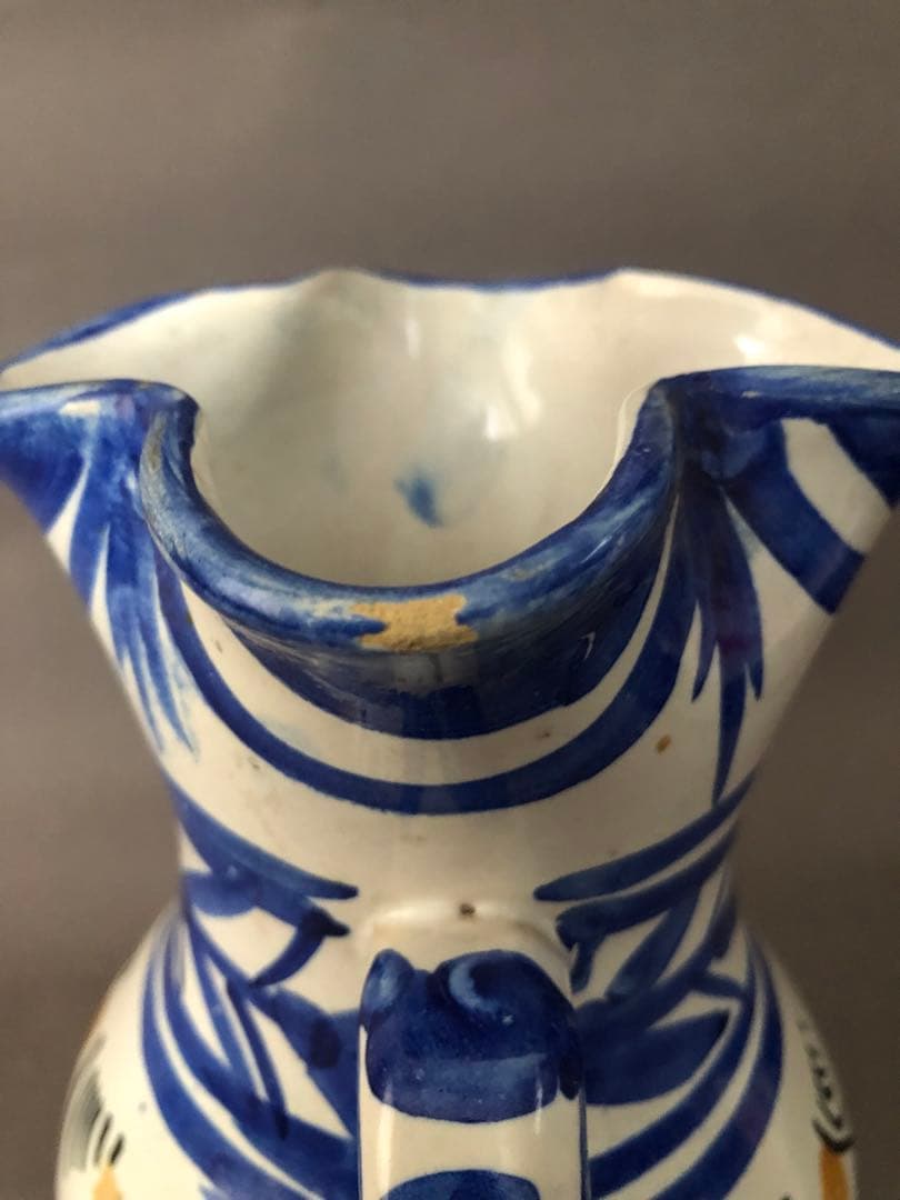 スペイン骨董　陶器　両手付き花瓶、壺　アンティーク