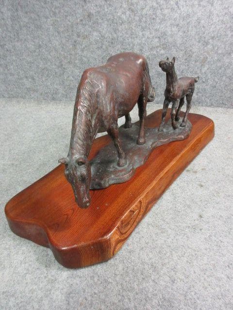 銅製 置物 [B23356] 馬の親子 在銘 インテリア オブジェ