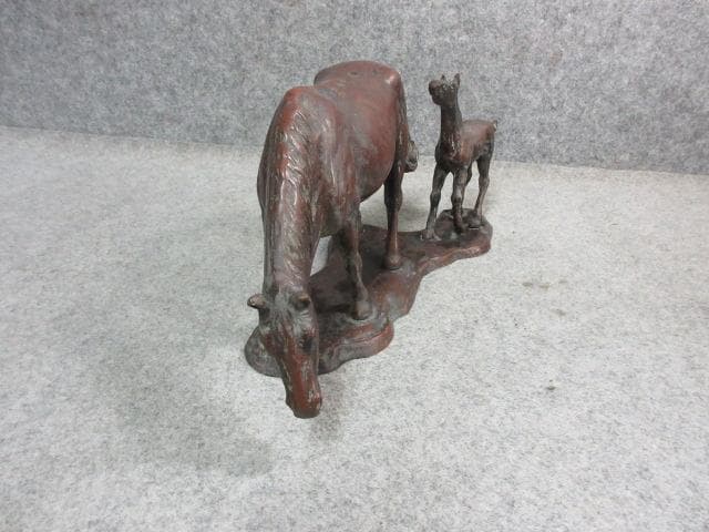 銅製 置物 [B23356] 馬の親子 在銘 インテリア オブジェ