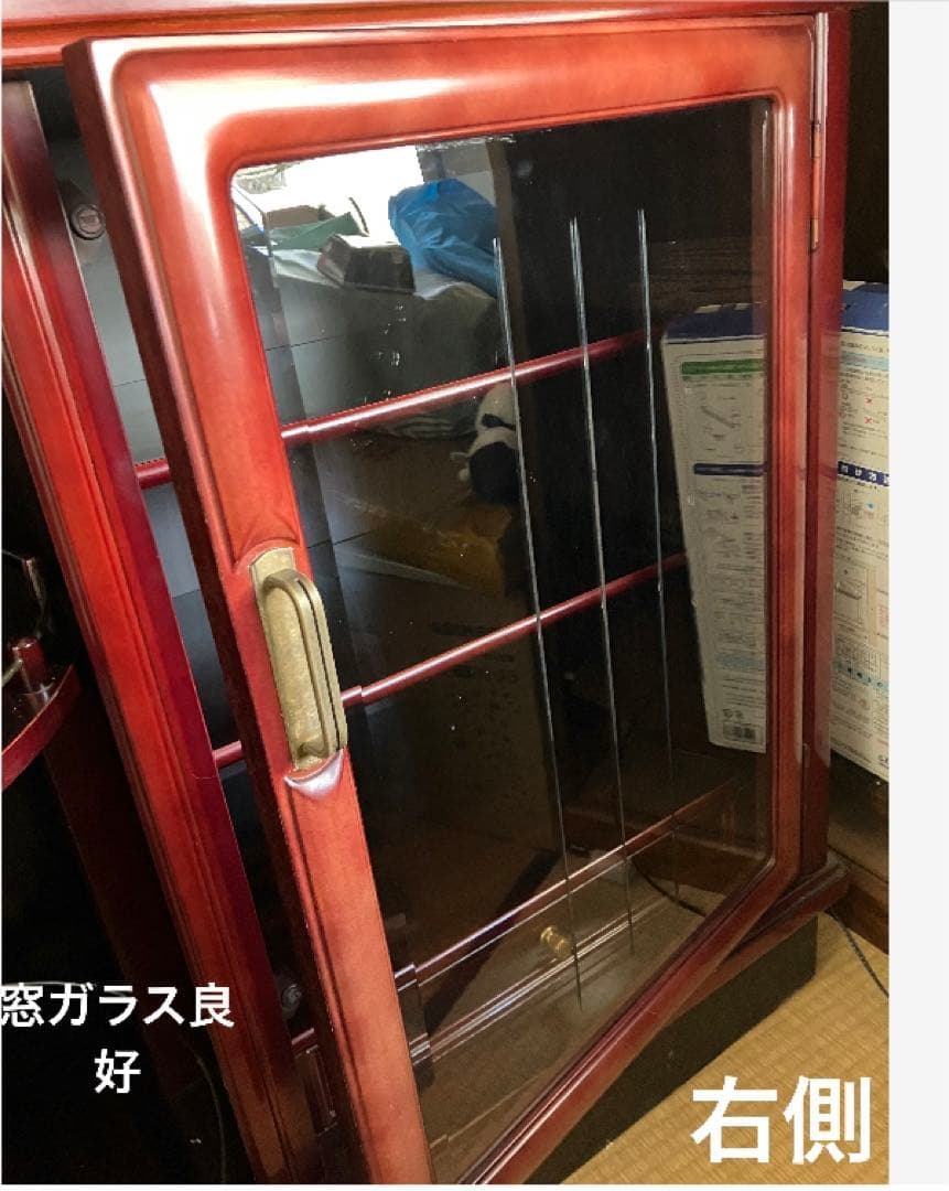 木製　アンティーク家具　お酒のボトルやグラス・食器の収納棚　西洋スタイルガラス扉