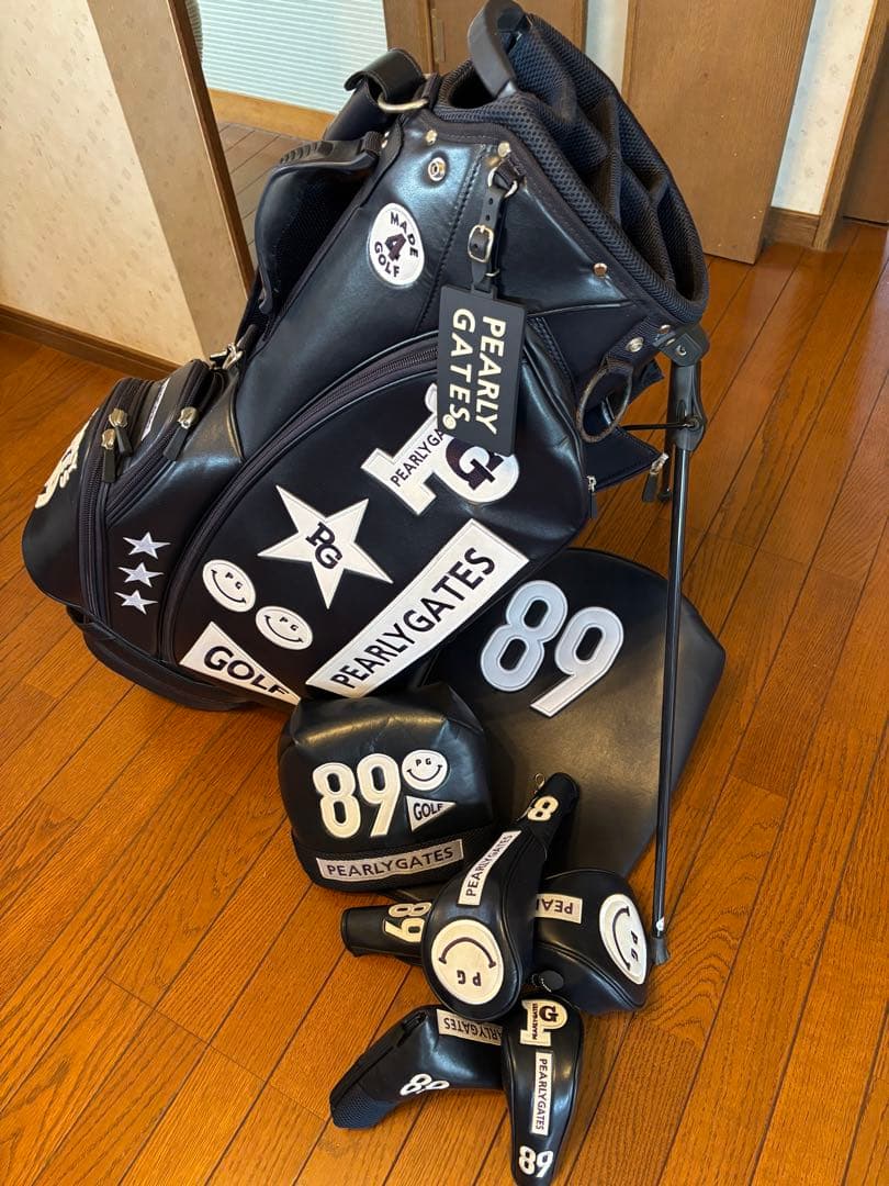 PEARLY GATES ブラックキャディバッグ　ネイビー