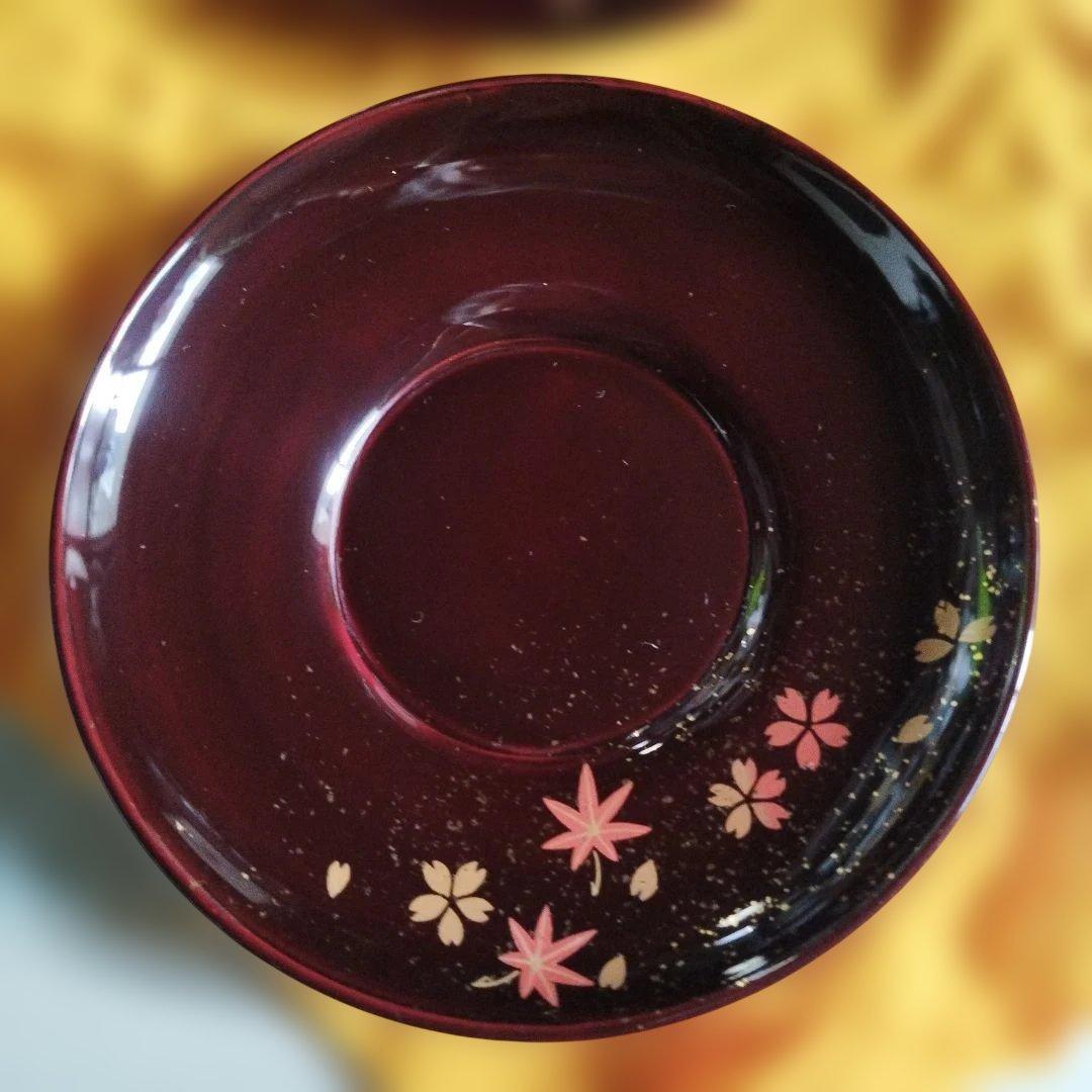 輪島塗　桜と紅葉柄　5枚(桐箱入り)