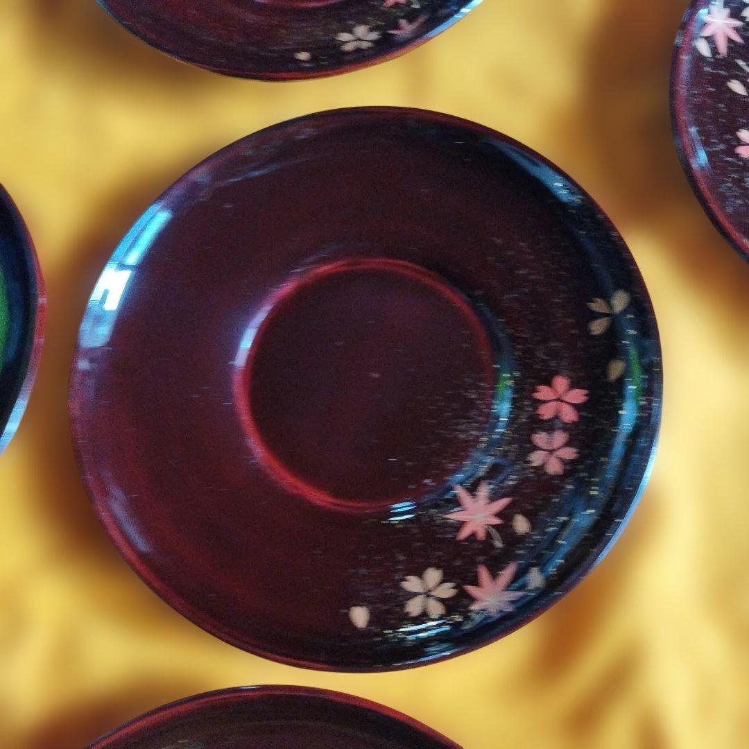 輪島塗　桜と紅葉柄　5枚(桐箱入り)